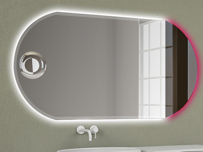 Miroir de salle de bains Olas LED RGB avec loupe 150x80 cm | IperCeramica