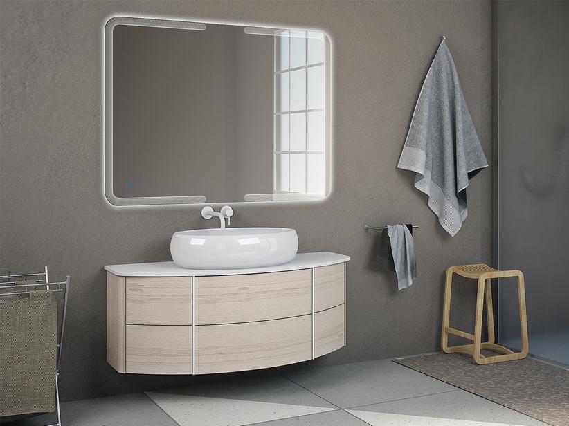 Meuble de salle de bains Olas 120 Base et plan pour lavabo chêne blanc | IperCeramica