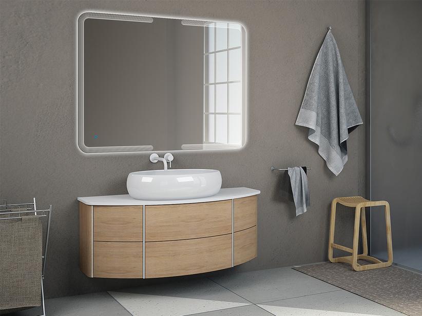 Meuble de salle de bains Olas 120 Base et plan pour lavabo chêne tabac | IperCeramica