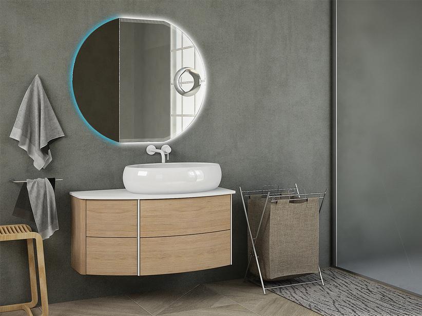 Meuble de salle de bains Olas 91 droit Base et plan pour lavabo chêne tabac | IperCeramica