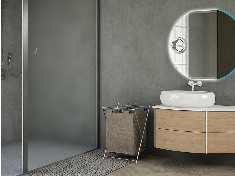 Meuble de salle de bains Olas 91 gauche Base et plan pour lavabo chêne tabac | IperCeramica