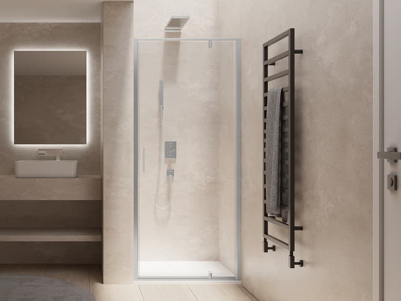 Porte de douche pivotante Onda Ext 65,5/69,5 verre transparent 6 mm chrome | IperCeramica