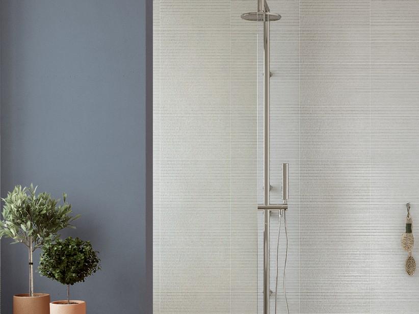 Carrelage Opale imitation mur 25x40 effet pierre structure 3D blanc / gris | IperCeramica
