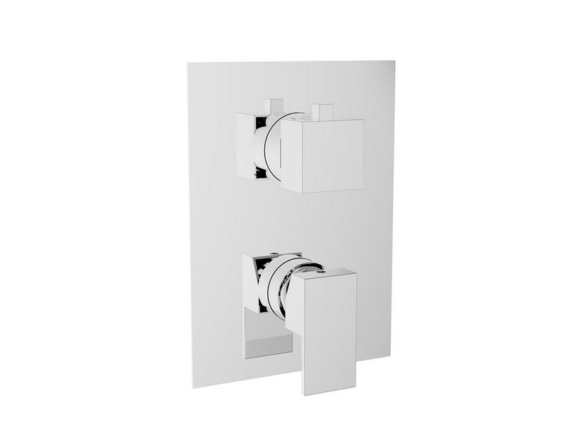 Mitigeur monocommande douche à encastrer avec inverseur 2-5 voies Ottmel carré chrome | IperCeramica