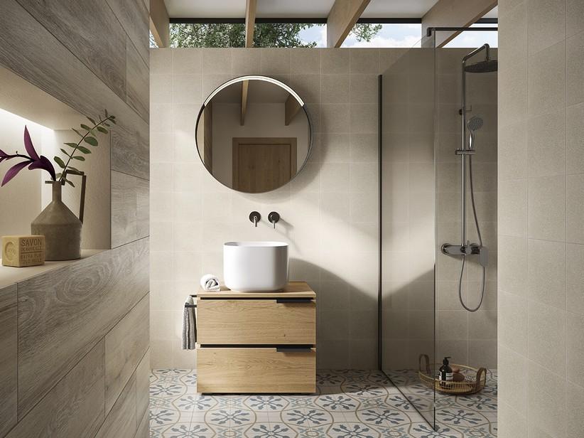 Meuble salle de bain sur pied OXYGEN 70 cm H2 2 tiroirs et plan 1,8 chêne nœuds | IperCeramica
