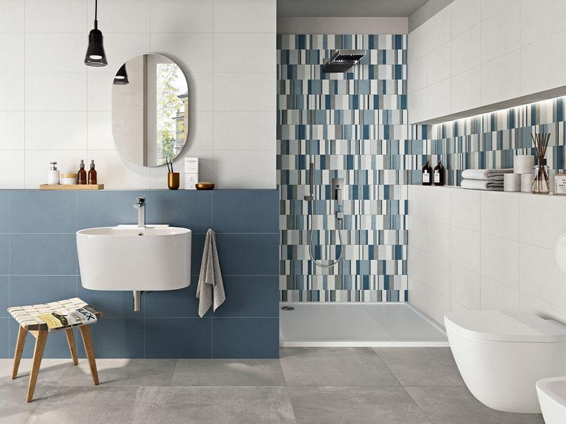 Carrelage mural Paint Block Sky 25x40 décor géométrique bleu ciel | IperCeramica