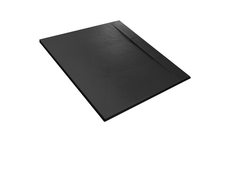 Receveur de douche Dot 80x120 en résine effet pierre bouchardée anthracite | IperCeramica