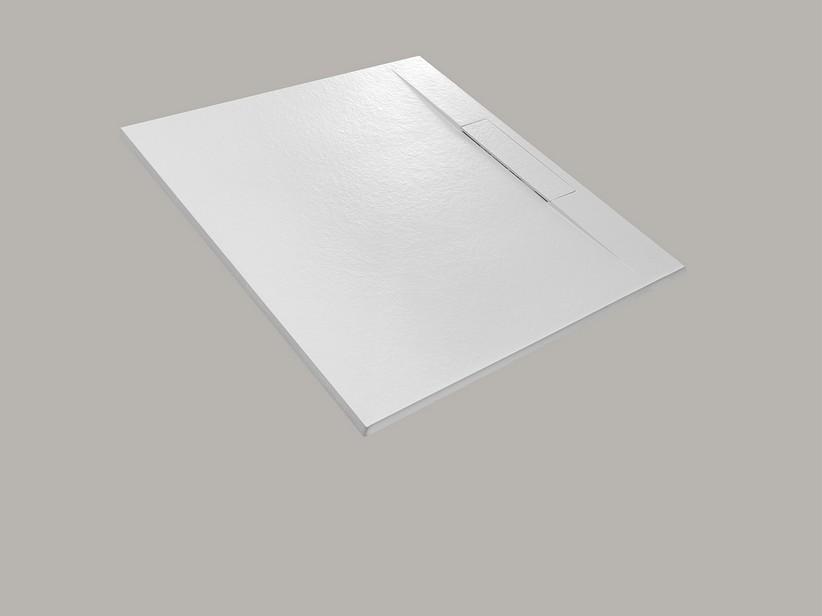 Receveur de douche Dot 80x120 en résine effet pierre bouchardée blanc | IperCeramica