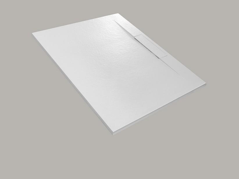 Receveur de douche Dot 80x140 en résine effet pierre bouchardée blanc | IperCeramica
