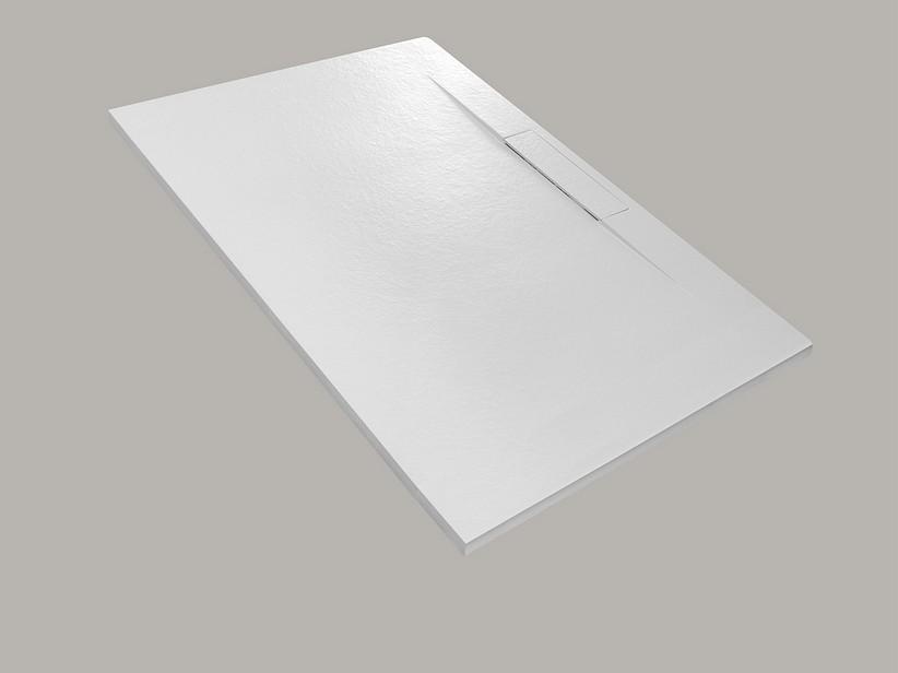 Receveur de douche Dot 80x160 en résine effet pierre bouchardée blanc | IperCeramica