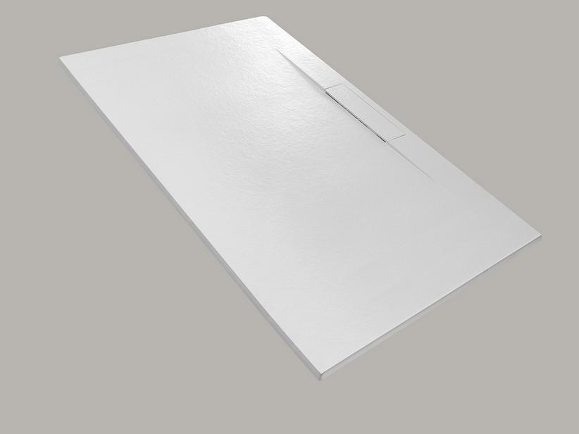Receveur de douche Dot 80x180 en résine effet pierre bouchardée blanc | IperCeramica