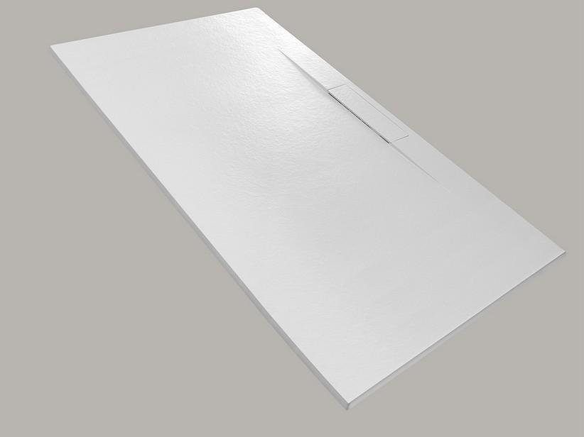 Receveur de douche Dot 80x200 en résine effet pierre bouchardée blanc | IperCeramica