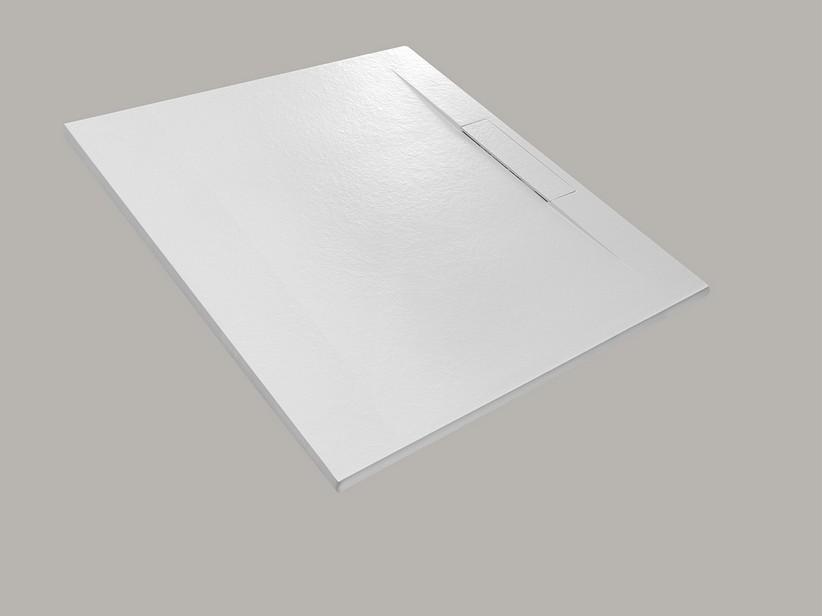 Receveur de douche Dot 90x140 en résine effet pierre bouchardée blanc | IperCeramica