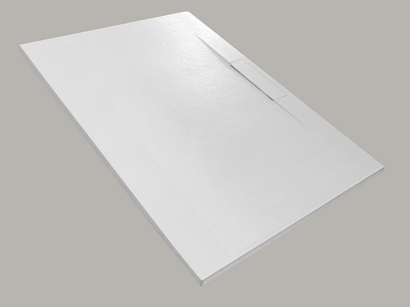 Receveur de douche Dot 90x180 en résine effet pierre bouchardée blanc | IperCeramica