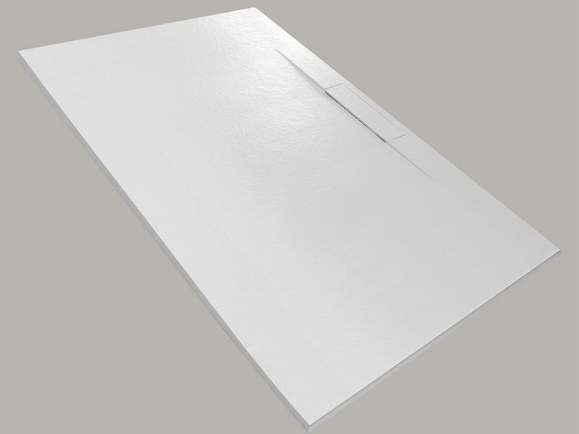 Receveur de douche Dot 90x200 en résine effet pierre bouchardée blanc | IperCeramica