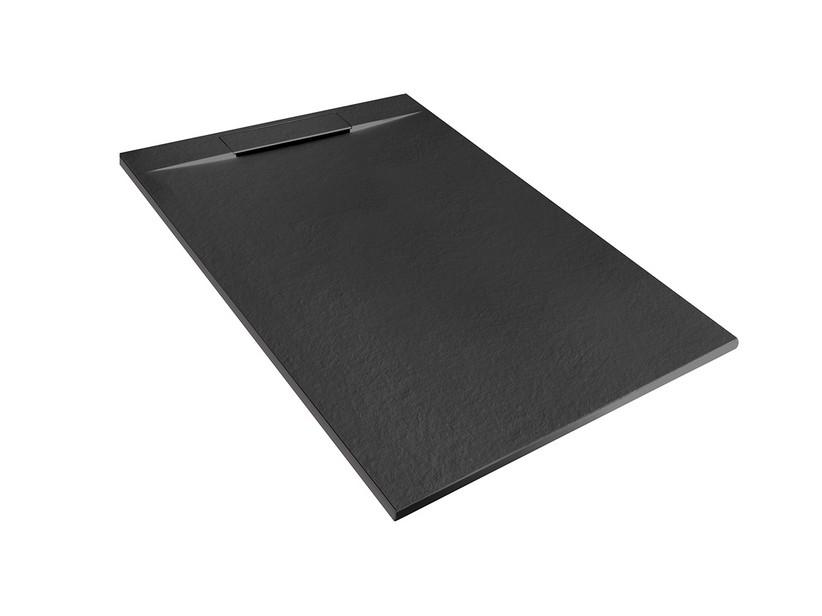 Receveur de douche Matic 70x100 en résine effet pierre bouchardée anthracite | IperCeramica