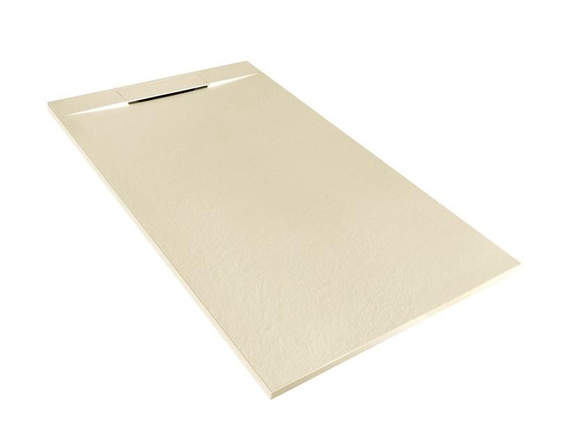 Receveur de douche Matic 70x120 en résine effet pierre bouchardée ivoire | IperCeramica