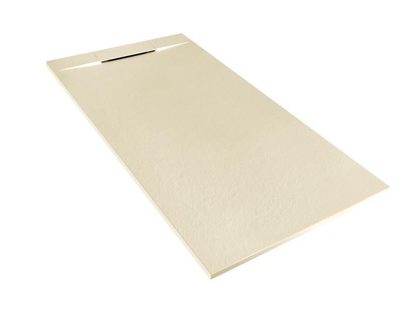 Receveur de douche Matic 70x140 en résine effet pierre bouchardée ivoire | IperCeramica
