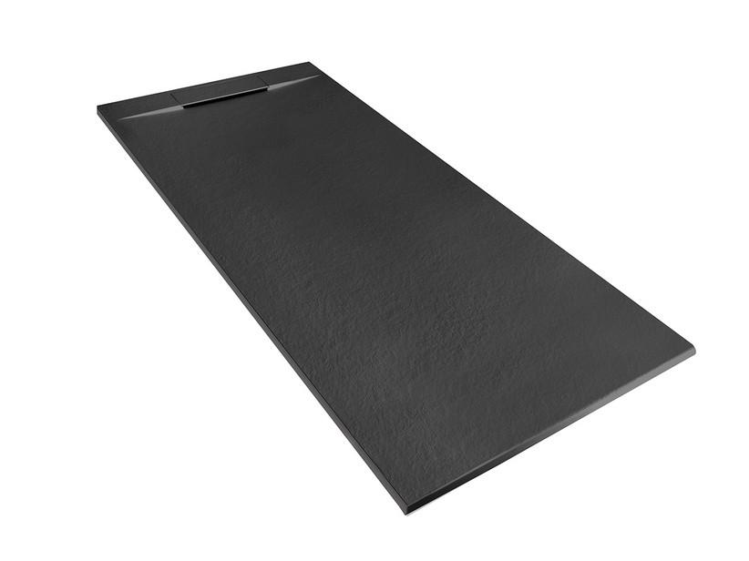 Receveur de douche Matic 70x160 en résine effet pierre bouchardée anthracite | IperCeramica