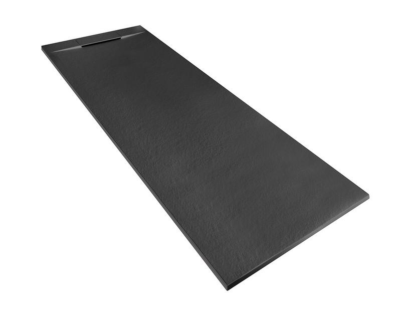 Receveur de douche Matic 70x200 en résine effet pierre bouchardée anthracite | IperCeramica