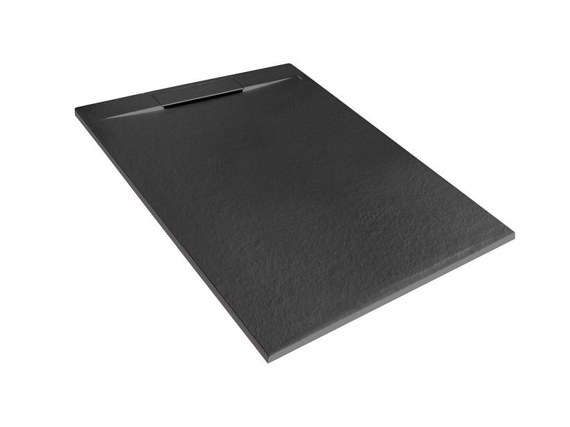 Receveur de douche Matic 80x100 en résine effet pierre bouchardée anthracite | IperCeramica