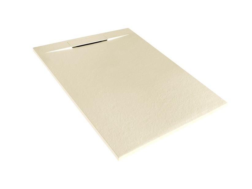 Receveur de douche Matic 80x100 en résine effet pierre bouchardée ivoire | IperCeramica