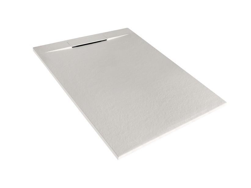 Receveur de douche Matic 80x100 en résine effet pierre bouchardée gris | IperCeramica