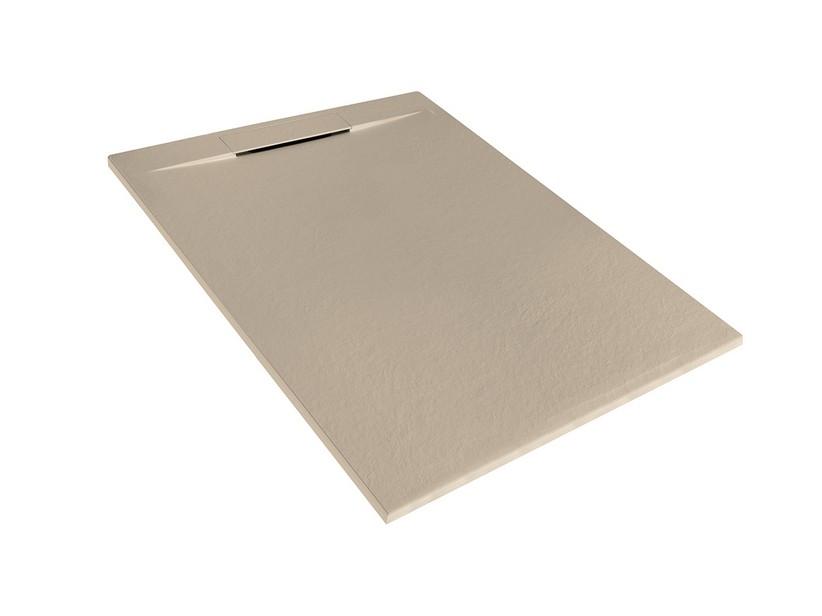 Receveur de douche Matic 80x100 en résine effet pierre bouchardée taupe | IperCeramica
