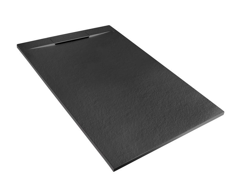 Receveur de douche Matic 80x120 en résine effet pierre bouchardée anthracite | IperCeramica