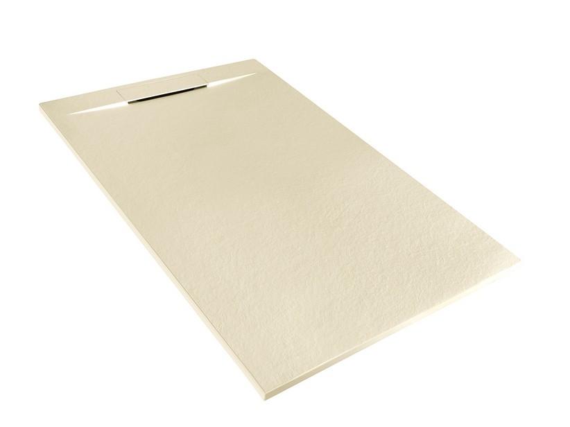 Receveur de douche Matic 80x120 en résine effet pierre bouchardée ivoire | IperCeramica