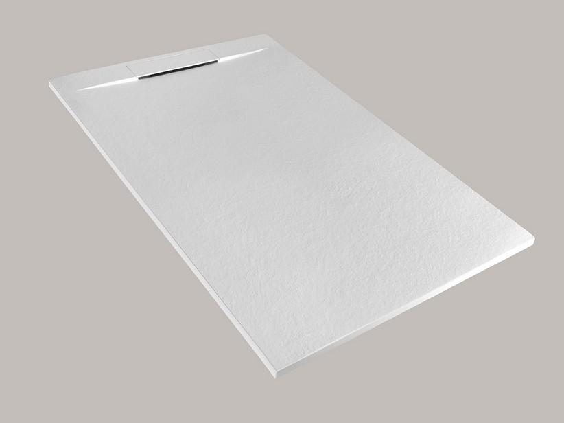 Receveur de douche Matic 80x120 en résine effet pierre bouchardée blanc | IperCeramica