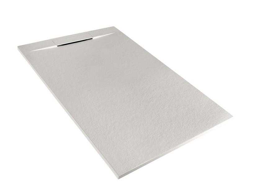 Receveur de douche Matic 80x120 en résine effet pierre bouchardée gris | IperCeramica