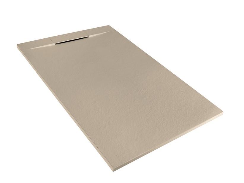 Receveur de douche Matic 80x120 en résine effet pierre bouchardée taupe | IperCeramica