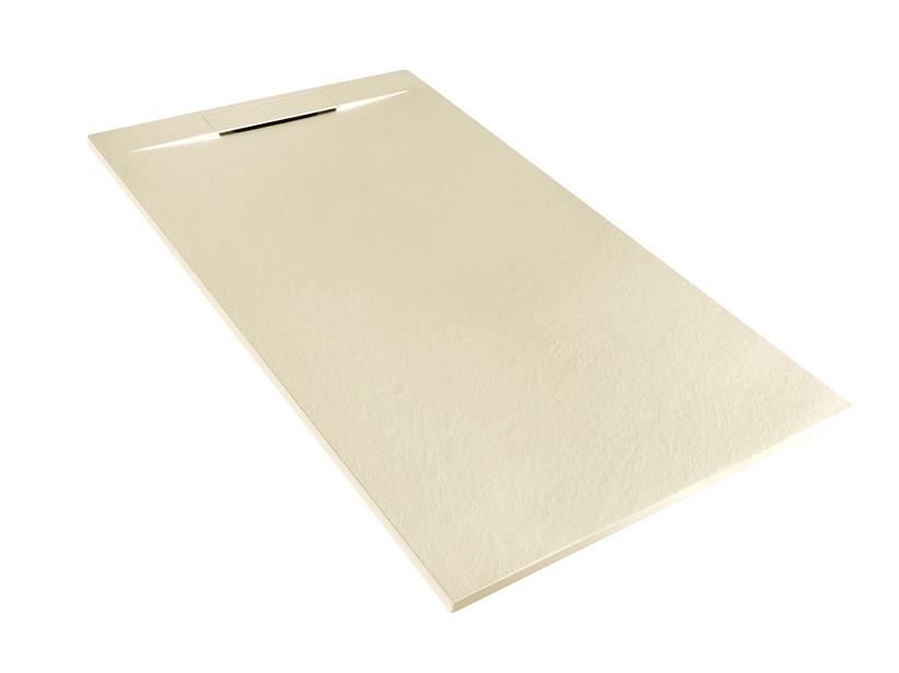 Receveur de douche Matic 80x150 en résine effet pierre bouchardée ivoire | IperCeramica