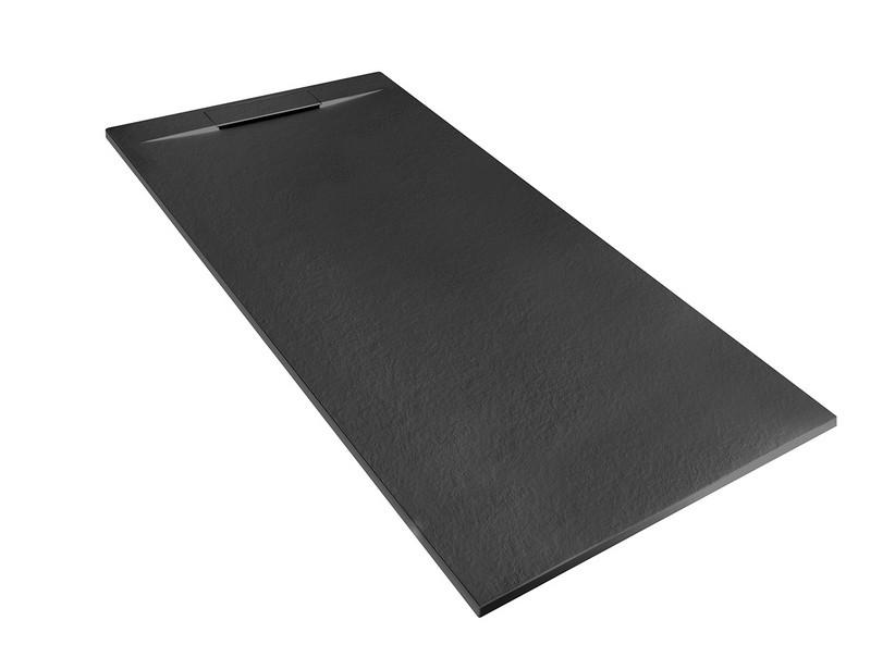 Receveur de douche Matic 80x160 en résine effet pierre bouchardée anthracite | IperCeramica