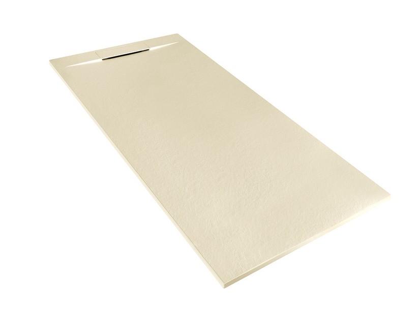 Receveur de douche Matic 80x160 en résine effet pierre bouchardée ivoire | IperCeramica