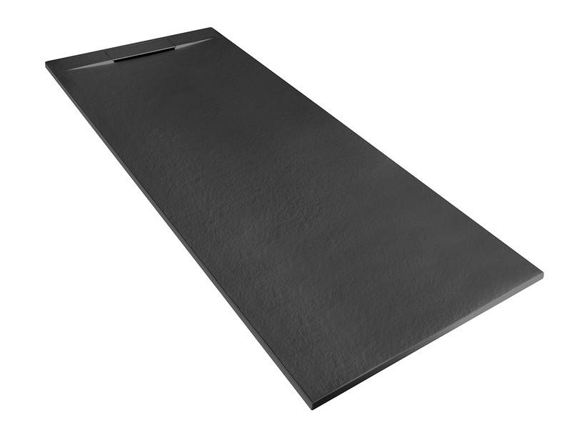 Receveur de douche Matic 80x180 en résine effet pierre bouchardée anthracite | IperCeramica