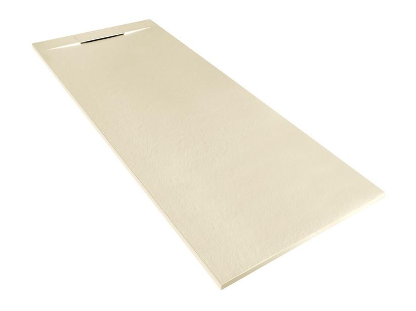 Receveur de douche Matic 80x180 en résine effet pierre bouchardée ivoire | IperCeramica