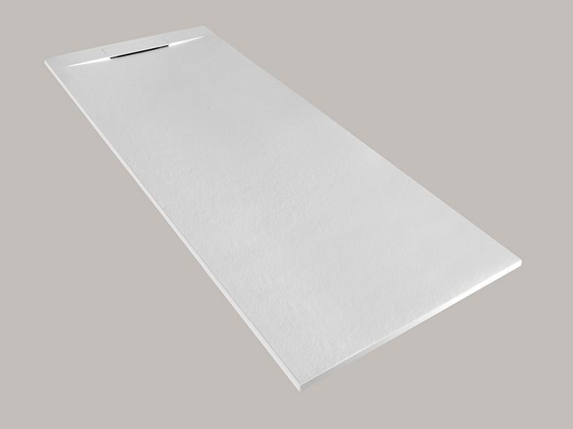 Receveur de douche Matic 80x180 en résine effet pierre bouchardée blanc | IperCeramica