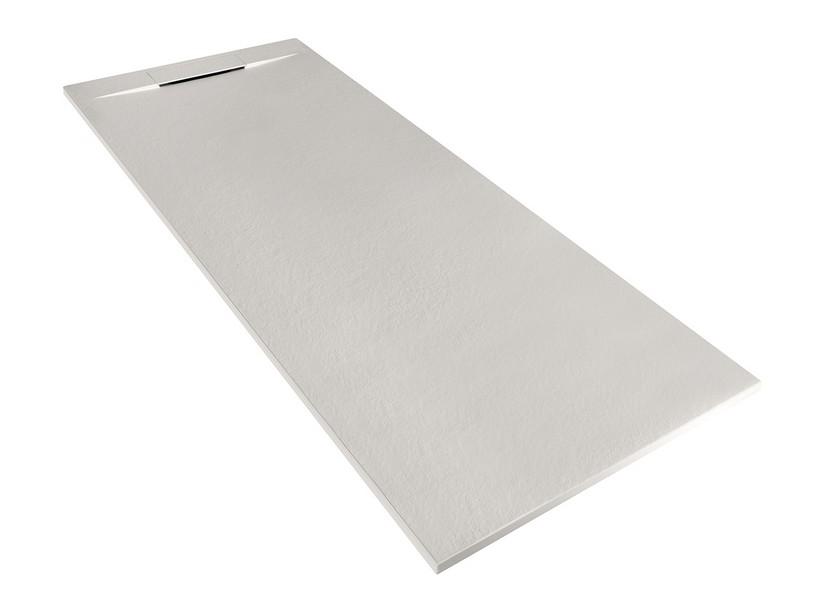 Receveur de douche Matic 80x180 en résine effet pierre bouchardée gris | IperCeramica