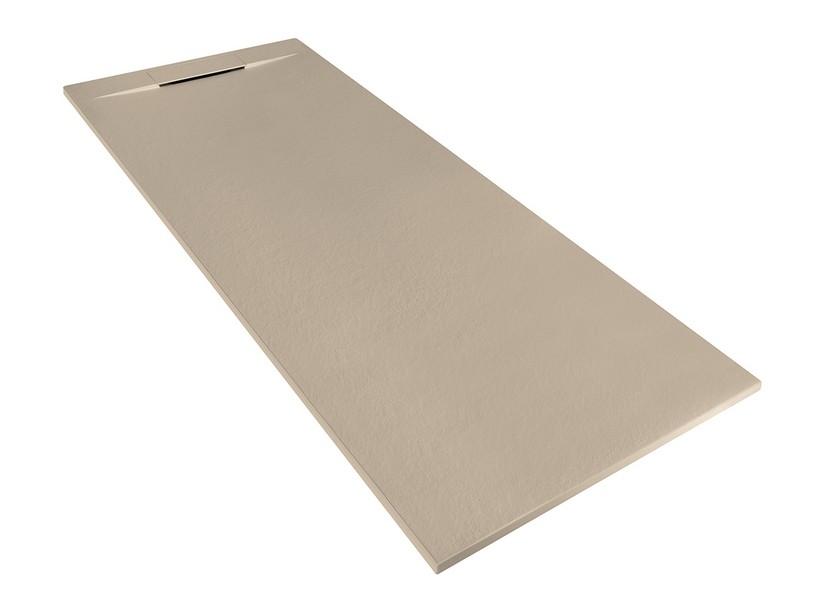 Receveur de douche Matic 80x180 en résine effet pierre bouchardée taupe | IperCeramica