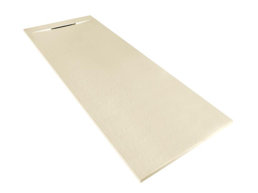 Receveur de douche Matic 80x200 en résine effet pierre bouchardée ivoire | IperCeramica