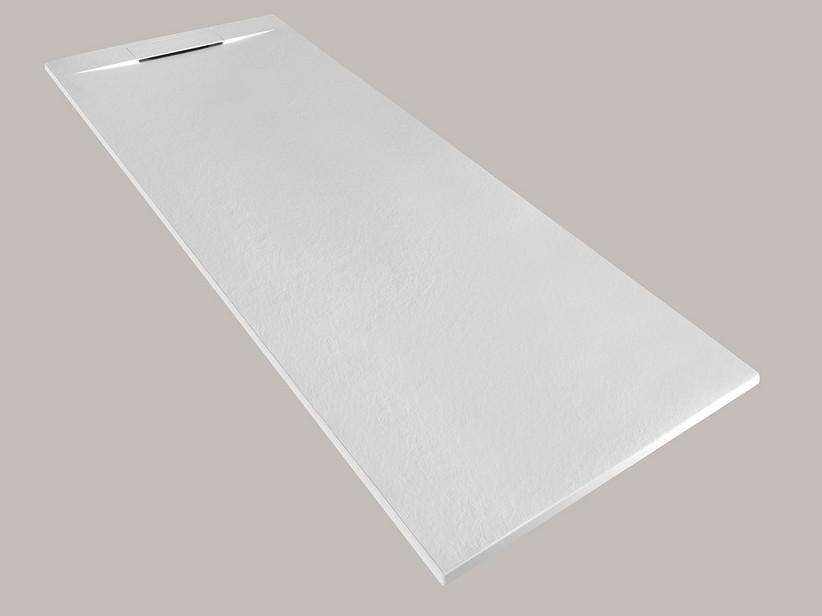 Receveur de douche Matic 80x200 en résine effet pierre bouchardée blanc | IperCeramica