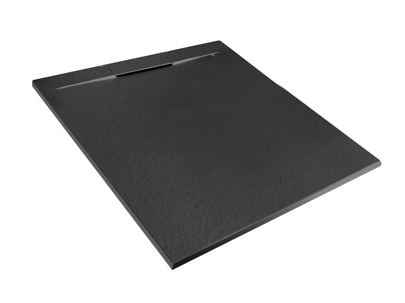 Receveur de douche Matic 90x100 en résine effet pierre bouchardée anthracite | IperCeramica