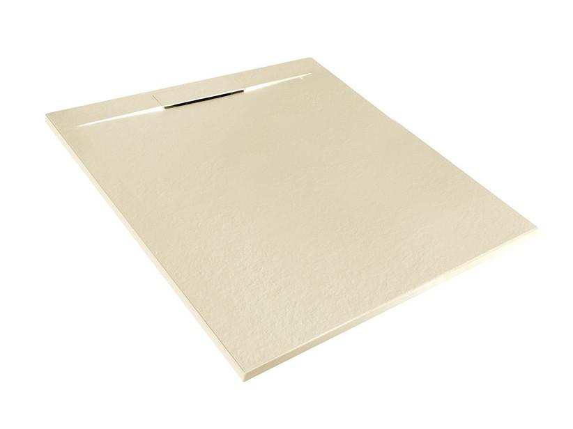 Receveur de douche Matic 90x100 en résine effet pierre bouchardée ivoire | IperCeramica