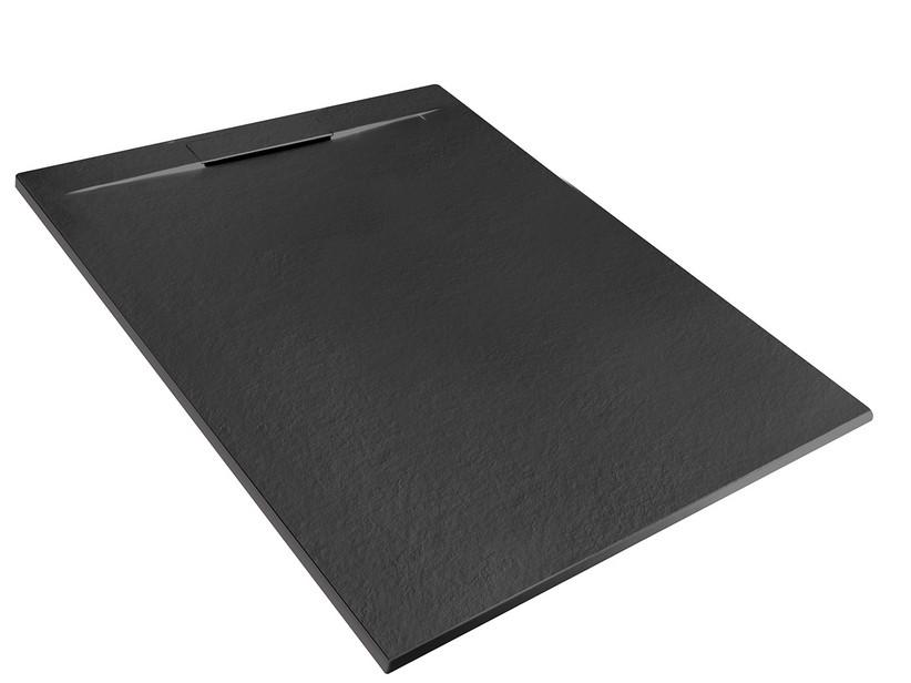 Receveur de douche Matic 90x120 en résine effet pierre bouchardée anthracite | IperCeramica