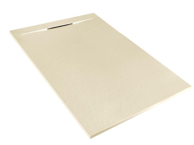 Receveur de douche Matic 90x150 en résine effet pierre bouchardée ivoire | IperCeramica