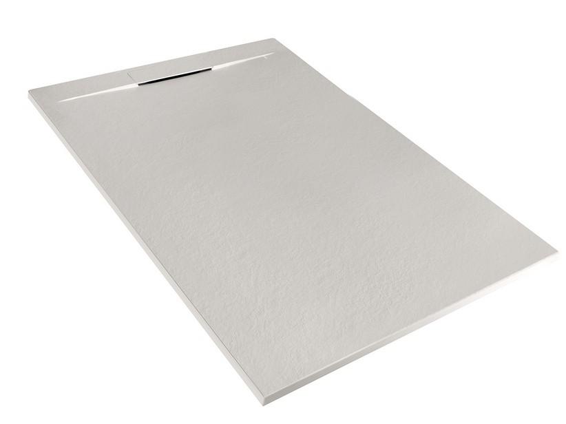 Receveur de douche Matic 90x140 en résine effet pierre bouchardée gris | IperCeramica