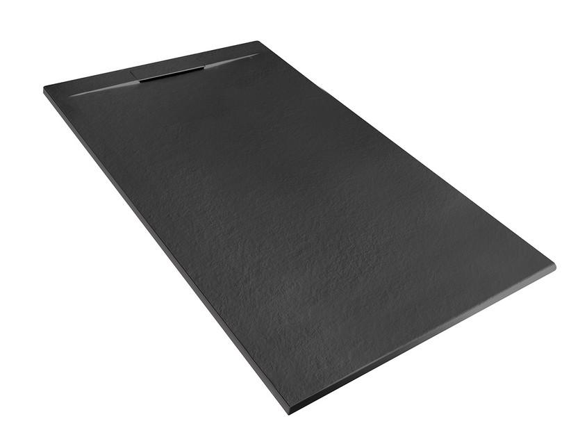 Receveur de douche Matic 90x160 en résine effet pierre bouchardée anthracite | IperCeramica