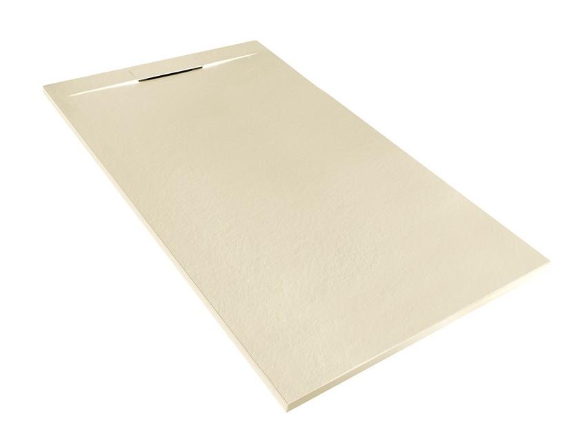 Receveur de douche Matic 90x160 en résine effet pierre bouchardée ivoire | IperCeramica